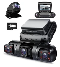NEW Pruveeo 360 View 4 Channel Dash Cam Front, Rear & Inside SD card included