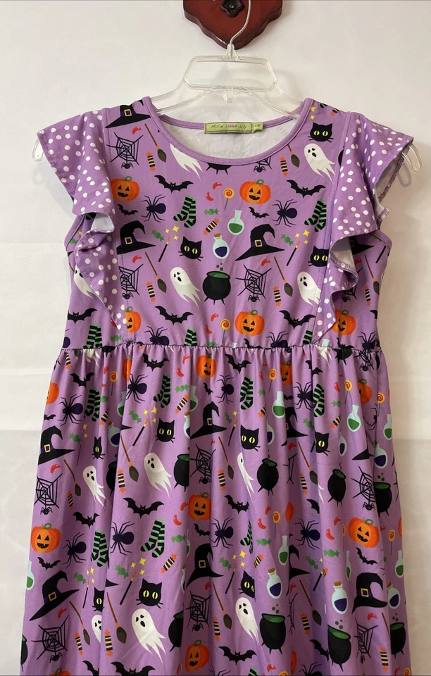 Millie Loves Lily Niñas 14/16 Púrpura Halloween Volantes Vestido Boutique! A6537 Foto 2 de 4