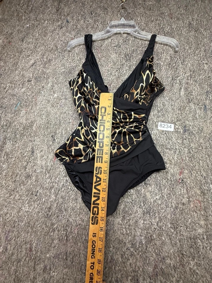 Traje de baño Longitude para mujer de una pieza negro marrón acolchado talla 12 Foto 3 de 4