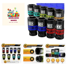 9 Piece 1" Drive Deep Impact Socket Set, 1 Inch - 2 Inch, SAE, 6-Point Design...