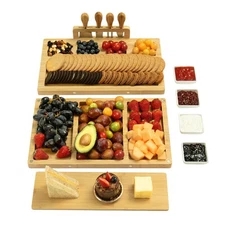 Charcuterie Board Set with Cheese Knives Slates Bowls Gift for Housewarming W...