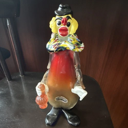 Murano Handmade Venetian Art Glass Clown Figurine Hand Blown Italy