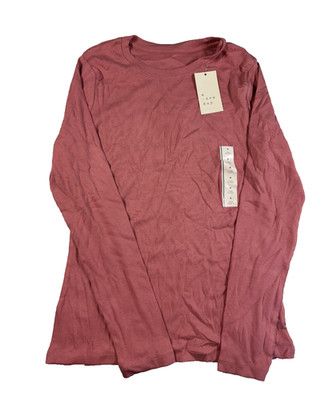 A New Day Women's Ribbed Long Sleeve T Shirt Size M Dusty Pink NWT
