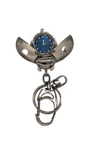 Ladybug Key Ring Pocket Watch – Opens to Clock – Quartz - Blue Face, Silver Dial