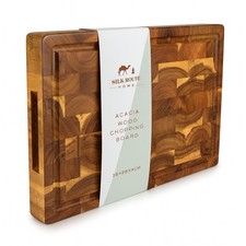 Acacia Wood Chopping Board, Butchers Block L, 38cm W, 26cm D, 4cm by Silk Route