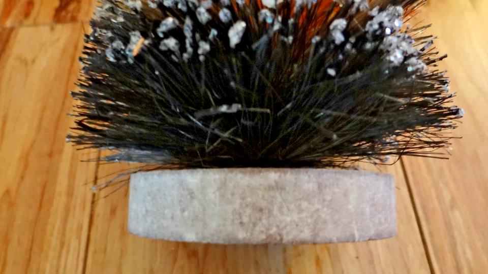 Set of 2 Halloween Bottle Brush Trees Orange Black Glitter 10” & 8” Spooky Decor - Image 4 of 4