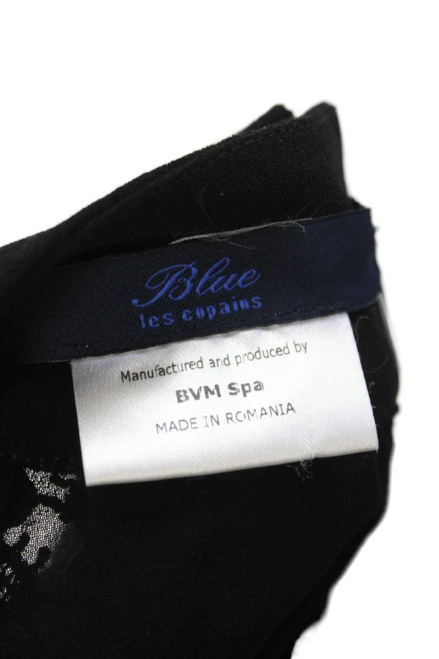 Blue Les Copains 女式无袖低圆领蕾丝叠层连衣裙黑色 IT 40 — 第 4/4 张图片