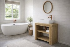 rustic solid wood Bathroom washstand sink unit Freestanding Cabinet