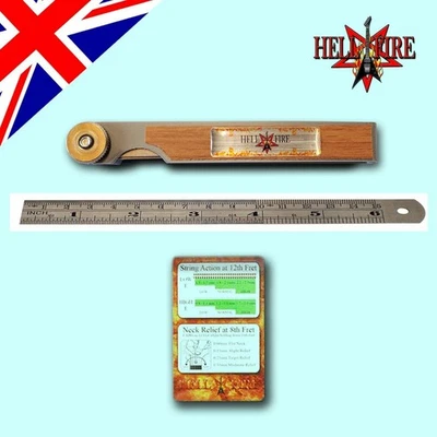 Hellfire Feeler Gauge, Metal Rule & Setup Reference Card for Luthier Guitar