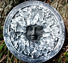 Green Lady mold garden face plaque plastic concrete plaster  12.25" x 1"