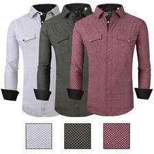 Country Western Shirt Mens Casual Event Rodeo Pearl Snap Pocket Stretch General