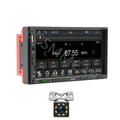 2 Din Car Radio MP5 Player 7in Touch Screen Mirror Link BT FM AUX W/LED Camera