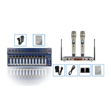 14-Channel Live Audio Mixing Console Stage Studio Mixer UHF Handheld Microphone