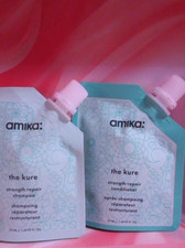 Amika The Kure Strength Repair Shampoo Conditioner 1.18oz/35mL Each Travel Set