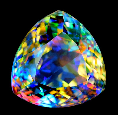 AAA 201 CT+ Natural Huge Mystic Topaz Rainbow Colour Trillion Cut Loose Gemstone