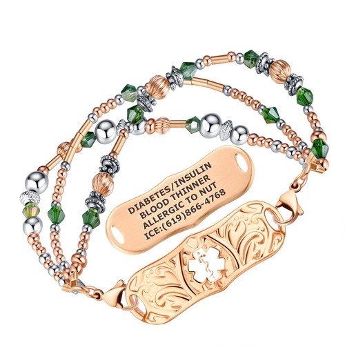 Divoti Symphony Custom Engraved Medical Alert ID Bracelet for Women-Beaded,Style - Picture 13 of 13