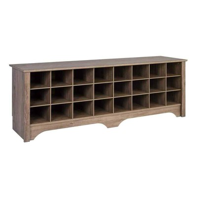 20.25'' H x 60'' W Gray Engineered Wood Shoe Storage Bench with 24 Cubbies