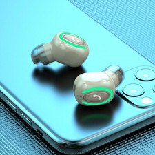 Mini Bluetooth Headset Wireless Stereo Earphones In-Ear Earbuds Noise Canceling