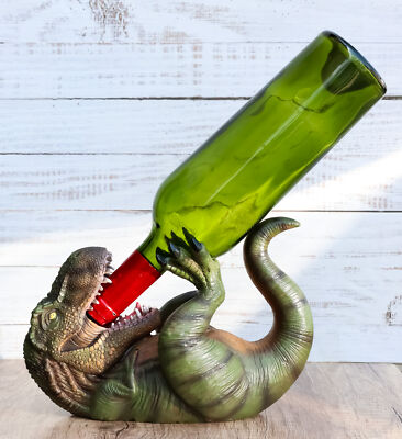 Dino Wino Prehistoric Dinosaur Thirsty T-Rex Wine Bottle Holder 9.25''Long Trex