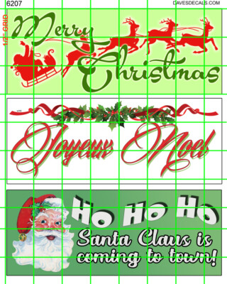 6207 DAVE'S DECALS ASST'D WINTER HOLIDAYS BILLBOARDS SANTA JOYEUX