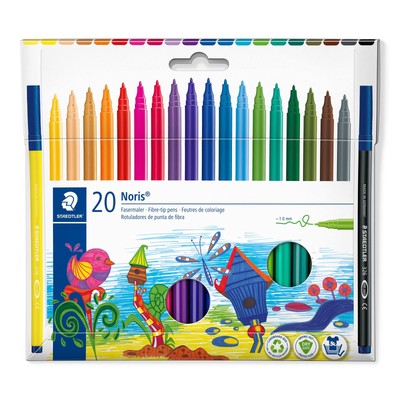 STAEDTLER 326 C20 Fibre-Tip Pen in Cardboard Pack - Assorted Colours (Pack of 20