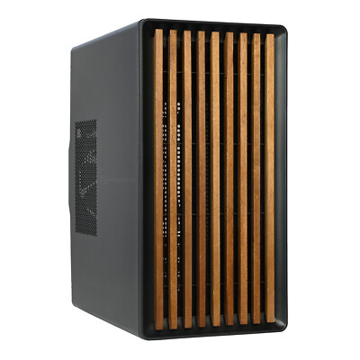 Holz Front Micro-ATX Wood Design Gehäuse Case Mini-Tower Office Airflow Echtholz