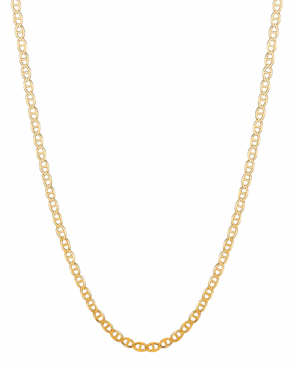 14k Solid Yellow Gold Anchor Mariner Link Chain necklace 3.2 mm 22