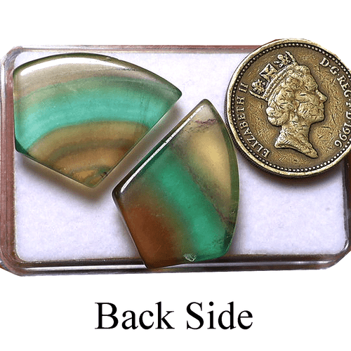2 PC \\ 1 Pair Natural Rainbow Fluorite Hi-Quality 27mm-28mm Cabochon Gemstones - Picture 7 of 11
