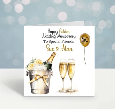 50th Wedding Anniversary card Personalised Golden Wedding Anniversary 50 years