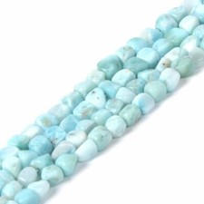 5mm Natural Larimar Cube Pebble Freeform DIY jewelry marking loose beads 16"