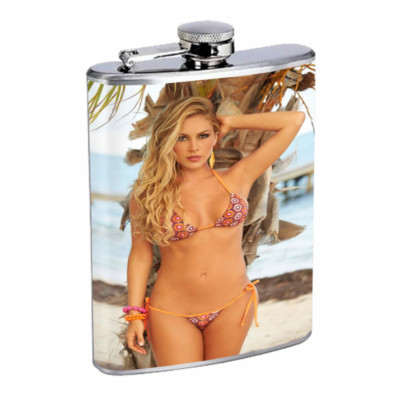 Belize Pin Up Girls D10 Flask 8oz Stainless Steel Hip Drinking Whiskey