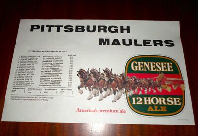 Rare 1984 PITTSBURGH MAULERS football SCHEDULE Genesee beer advertising Steelers