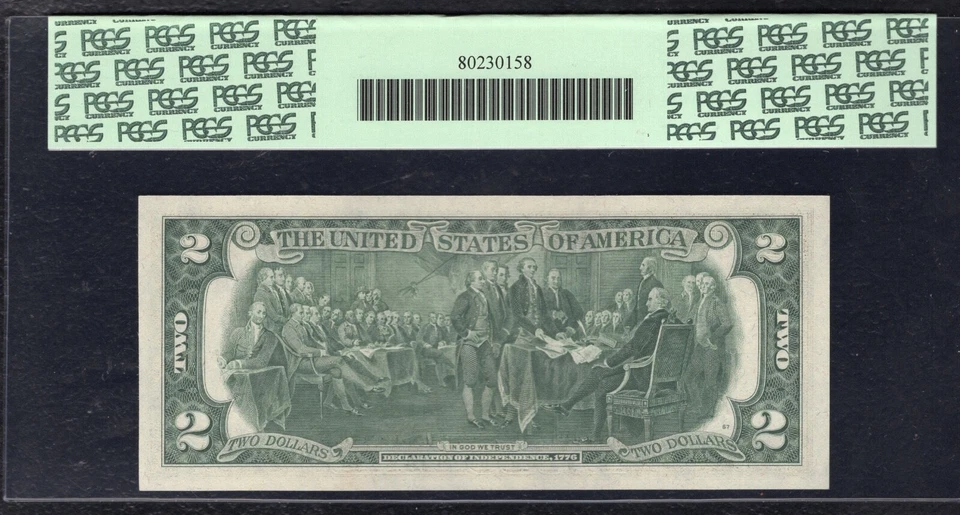 FR. 1935-G 1976 $2 FRN “PARTIAL BACK TO FACE OFFSET ERROR” PCGS ABOUT UNC-58PPQ - Image 2 of 2