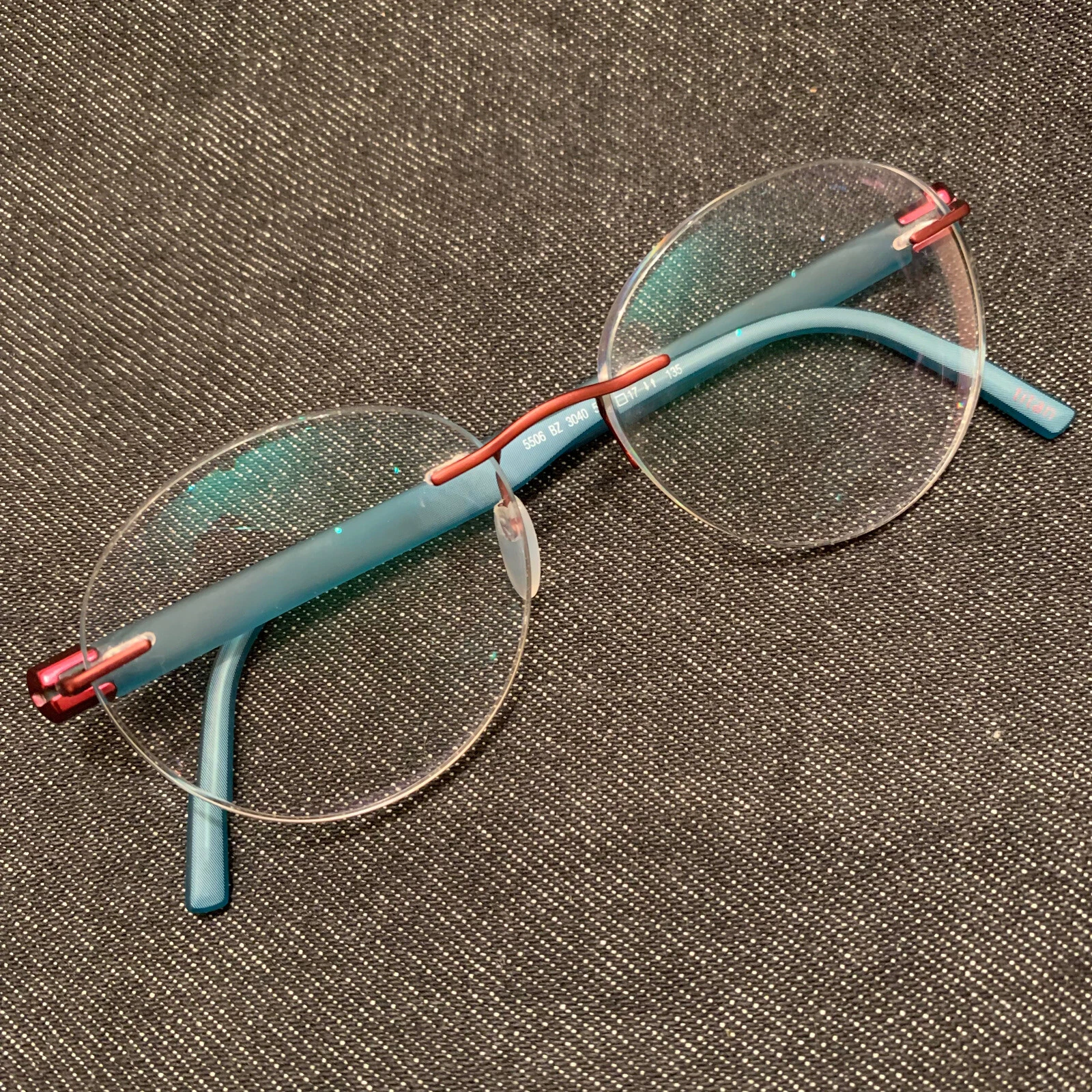 SILHOUETTE 5506 BZ 3040 Titan Red Burgundy Blue Rimless Frame Eyeglasses 52
