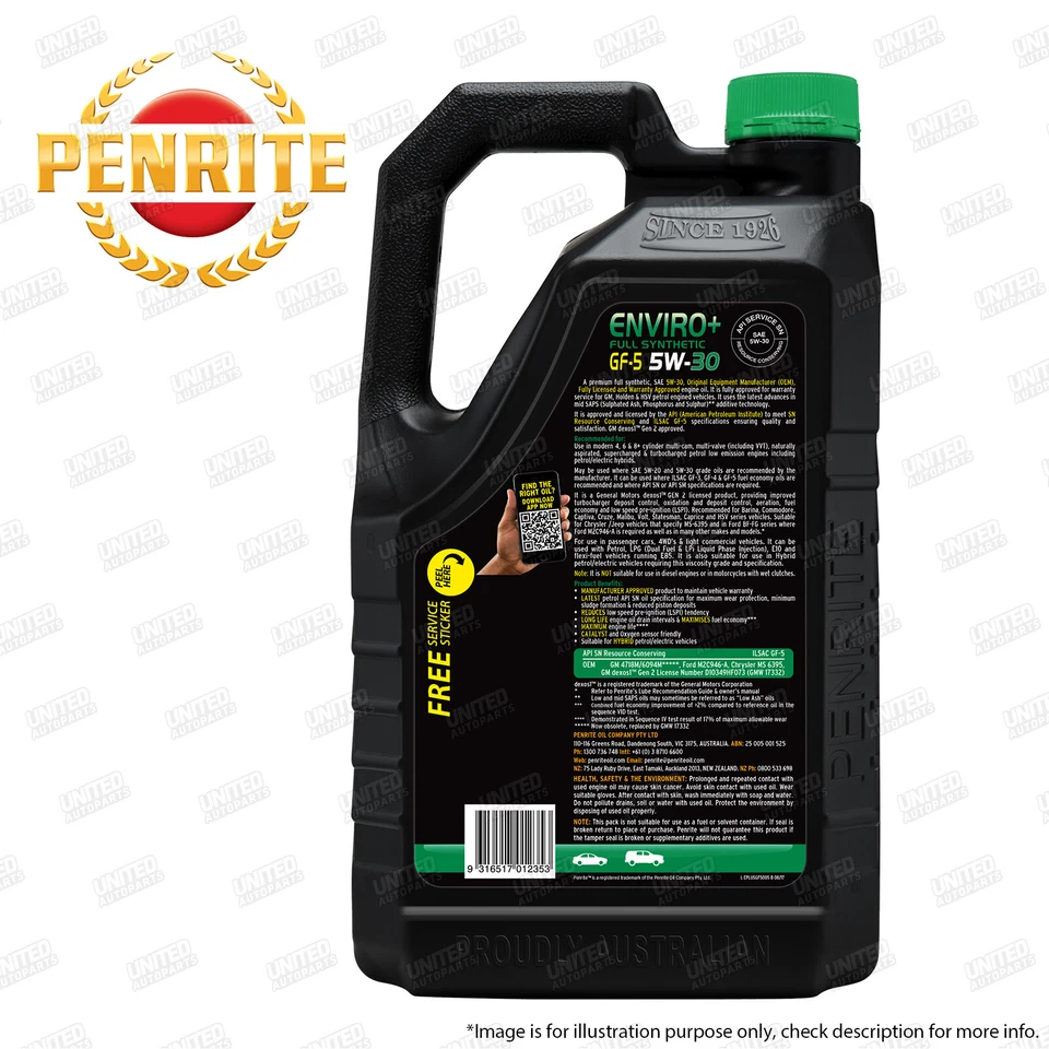 Penrite Enviro+ GF-5 5W30 Engine Oil 5L for Caterham Seven 1.4L 2.0L 2.3L - image 2 of 2