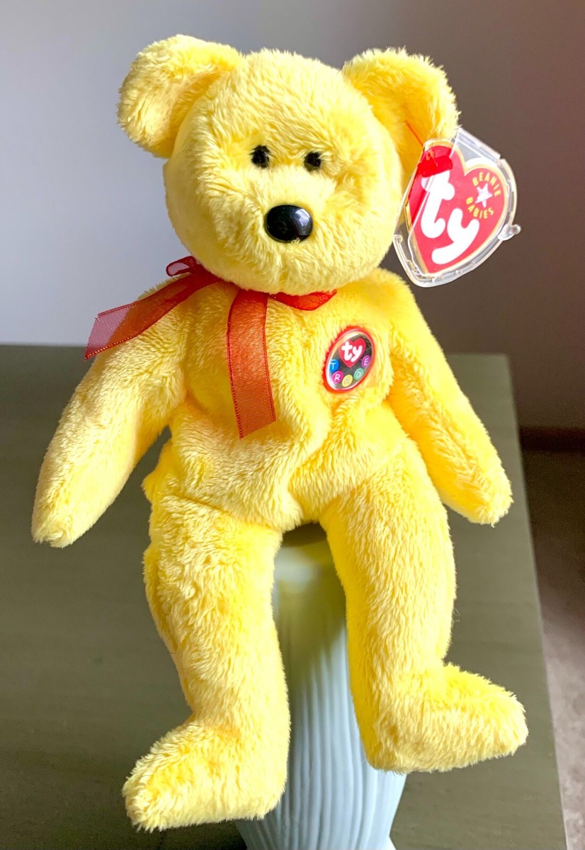 レア！平成レトロ Ty beanie baby 2000年製造 2000 4403 Yellow Tradee Teddy Bear Internet Ty Store Exclusive