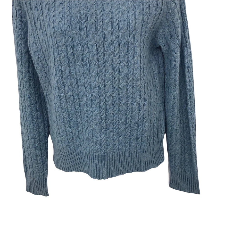 Suéter tejido con cable para mujer talla M lana merino cachemir azul Express Design Studio Foto 4 de 4