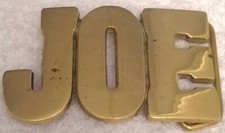 Vintage JOE Cut-Out Name Belt Buckle Solid Brass