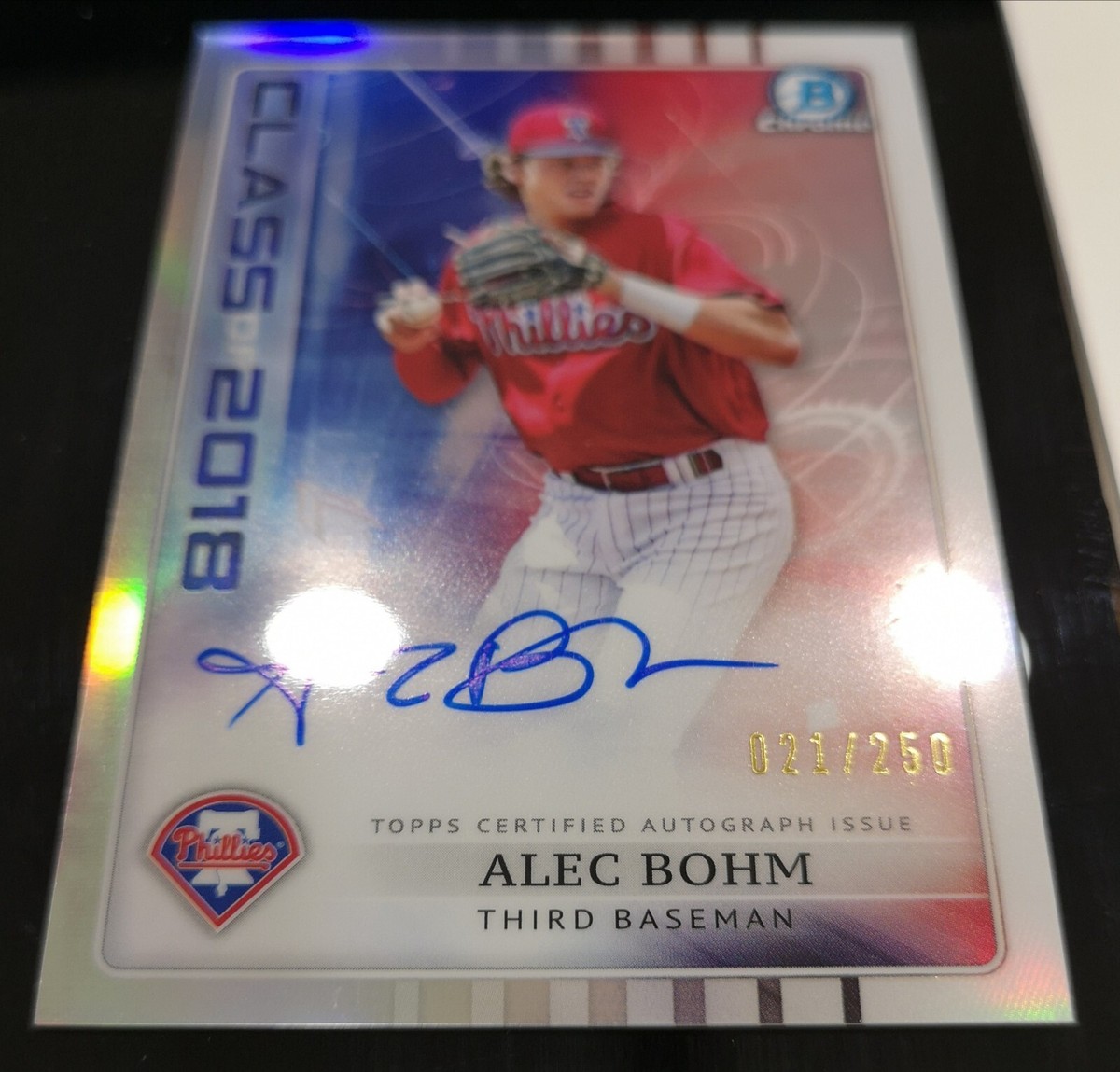2018 Bowman Alec Bohm RC Auto Purple 0 Alec Bohm 1 MINT Of