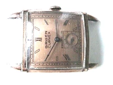 VINTAGE GRUEN CURVEX WIND-UP RECTANGLE PRECISION 10k GOLD FILLED WRIST WATCH