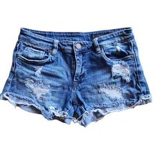 BLANKNYC Blue Denim Cutoff Distressed Destroyed Shorts Women's Size 26