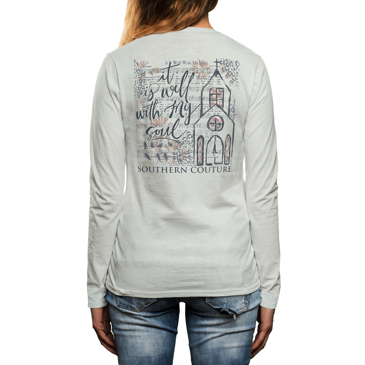 It Is Well Sheet Music Ash Grey Cotton Long Sleeve T-Shirt, Small