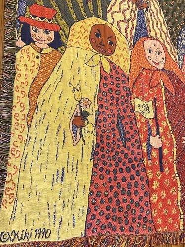 Vintage Kiki Suarez Many Strong and Beautiful Women Blanket Throw 1990 SNAGGED - Picture 4 of 12