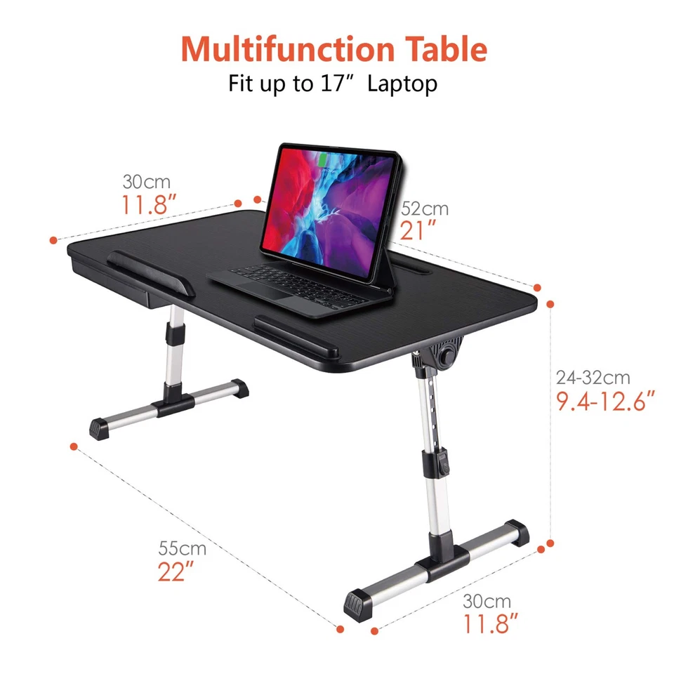 Escritorio de regazo para portátil,soporte ajustable para portátil para escritorio con cajón de almacenamiento,plegable... Foto 2 de 4
