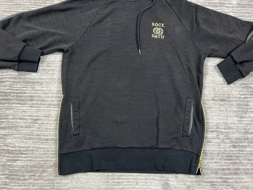 Sudadera con Capucha Rock Smith Para Hombre Grande Negra OG Manga Larga Mezcla de Algodón Foto 3 de 4
