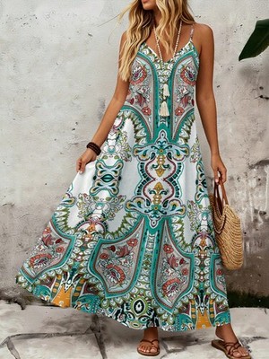 knee length dresses for ladies Tiered Ruffle Maxi Dress