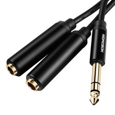 1/4" Splitter Cable, TRS to Dual 1/4" TRS Stereo Y Adapter, Gold-Plated Conne...