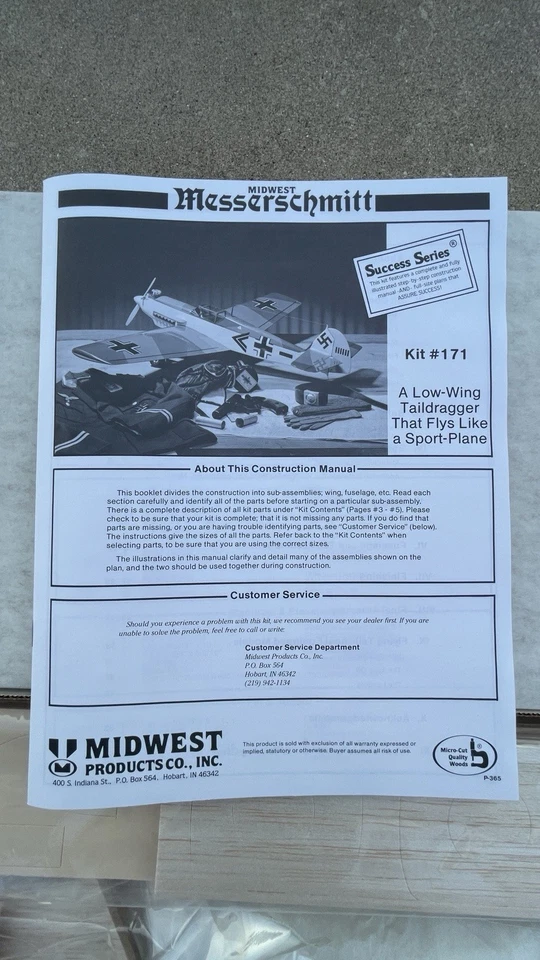 Vintage MIDWEST Messerschmitt with 54” Wingspan WARBIRD Airplane Model Kit! - Image 2 of 4