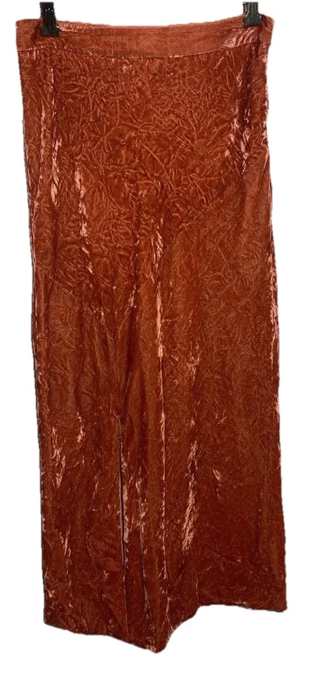 Falda midi de terciopelo aplastado Anthropologie Maeve forrada con abertura occidental boho naranja 0 Foto 4 de 4