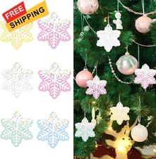 Bucherry 24 Pcs Christmas Pastel Snowflake Ornaments Bulk Xmas Colorful... 